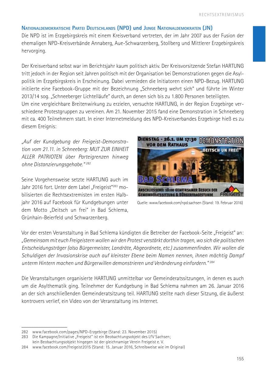Seite 157 des Verfassungsschutzbericht 2016 Sachsen