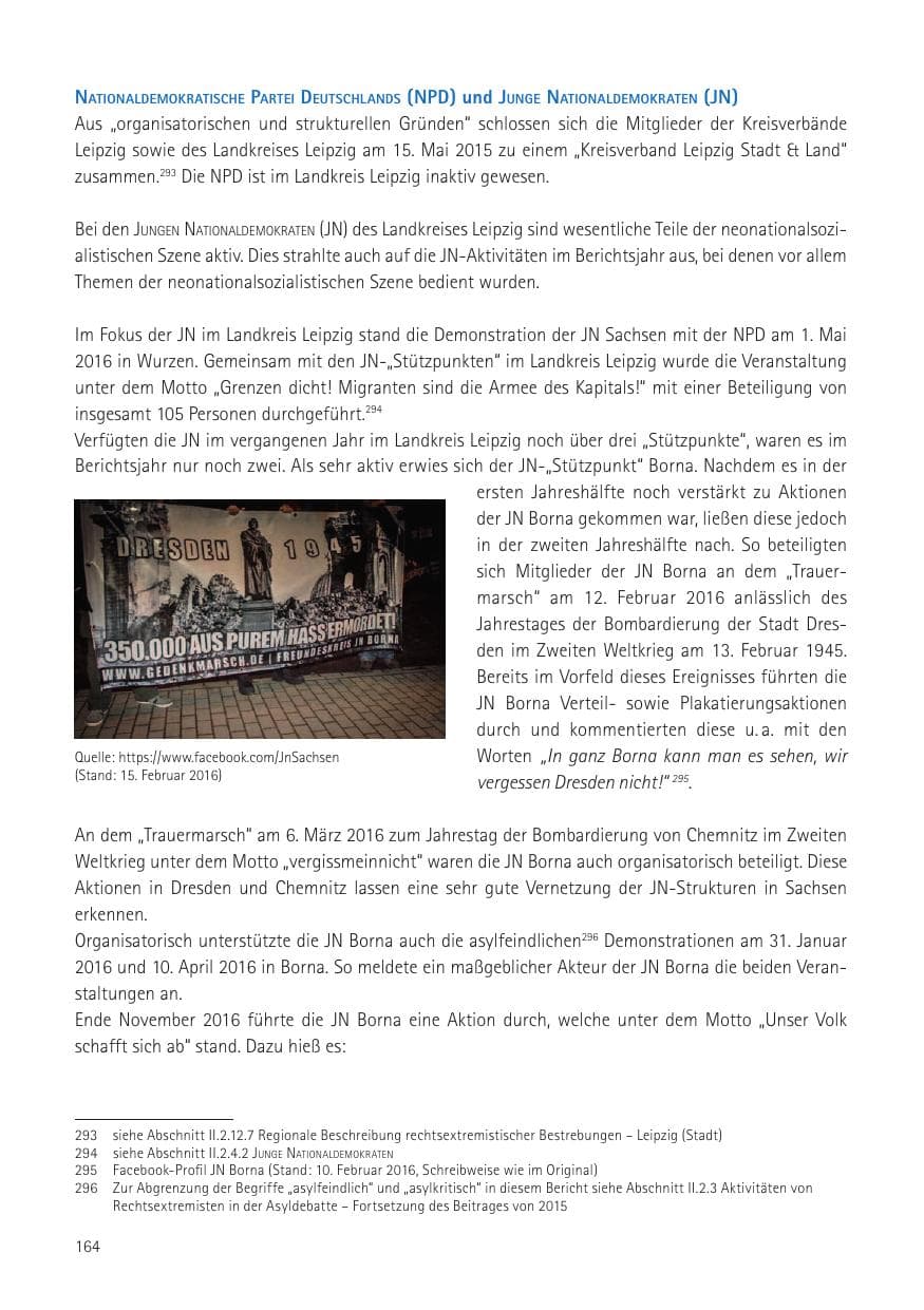 Seite 166 des Verfassungsschutzbericht 2016 Sachsen