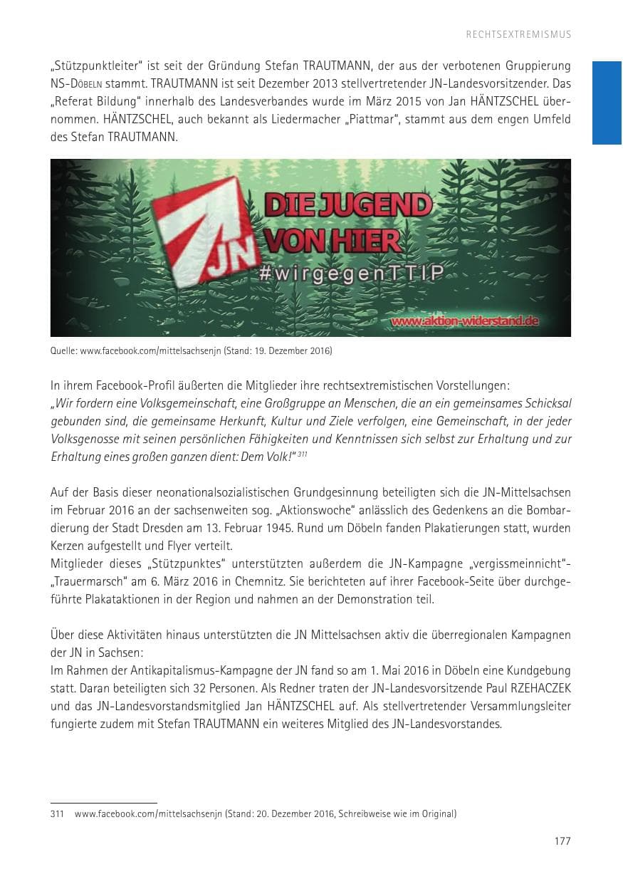 Seite 179 des Verfassungsschutzbericht 2016 Sachsen