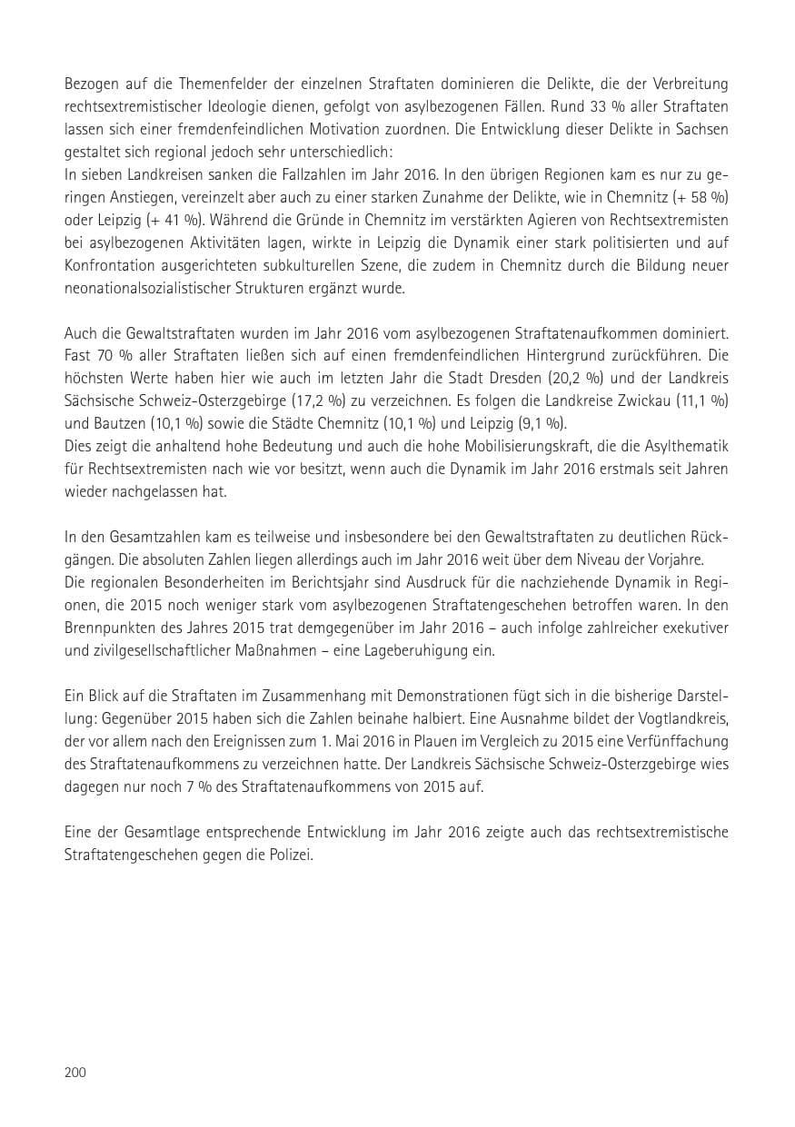 Seite 202 des Verfassungsschutzbericht 2016 Sachsen