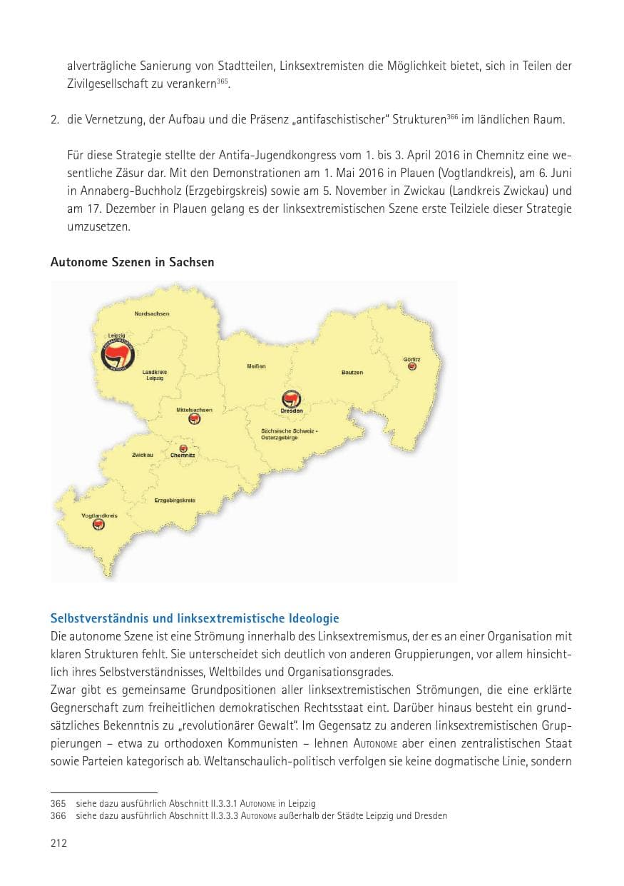 Seite 214 des Verfassungsschutzbericht 2016 Sachsen