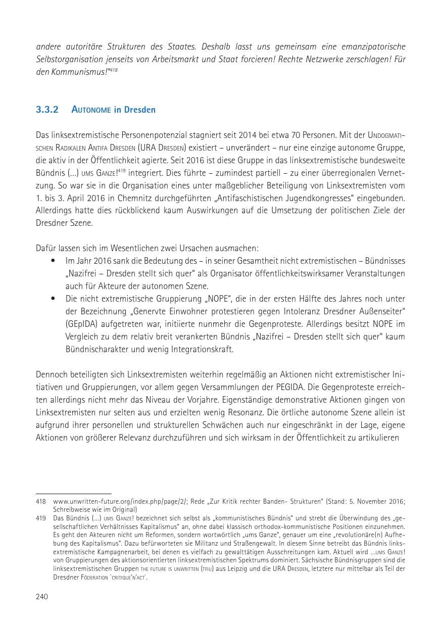 Seite 242 des Verfassungsschutzbericht 2016 Sachsen