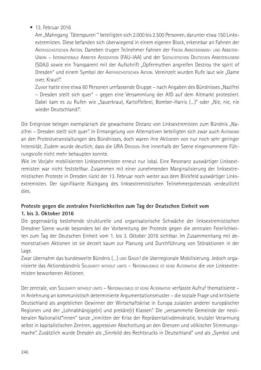 Seite 248 des Verfassungsschutzbericht 2016 Sachsen
