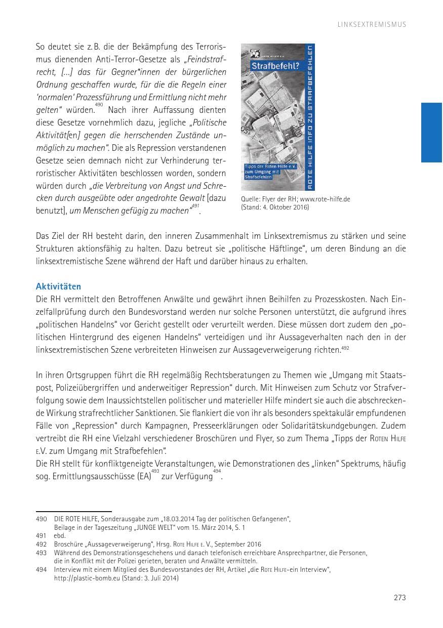 Seite 275 des Verfassungsschutzbericht 2016 Sachsen
