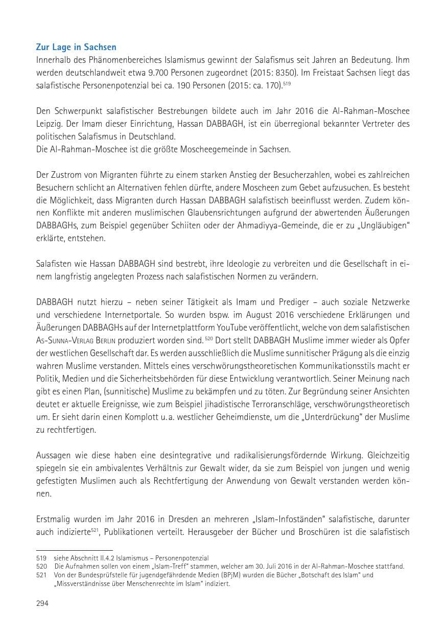 Seite 296 des Verfassungsschutzbericht 2016 Sachsen