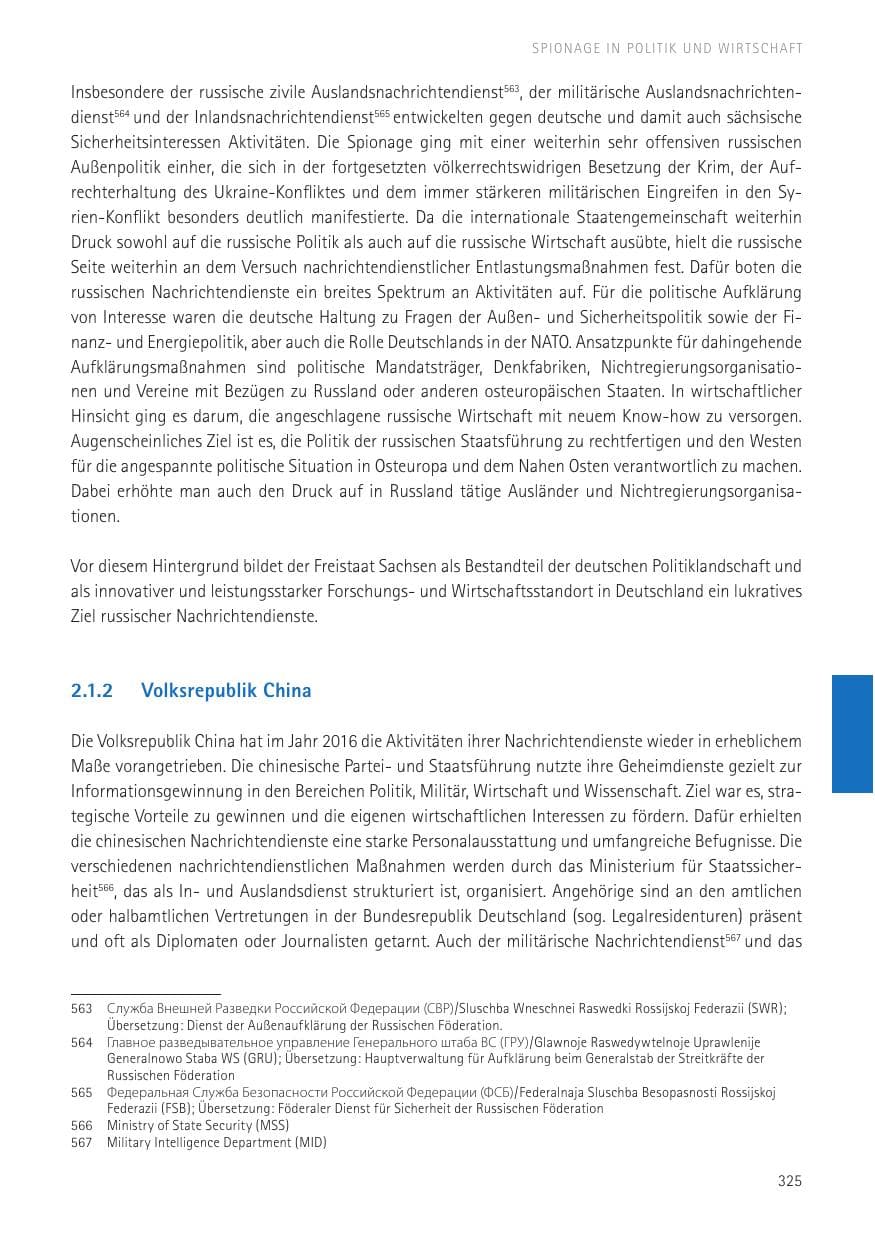 Seite 327 des Verfassungsschutzbericht 2016 Sachsen