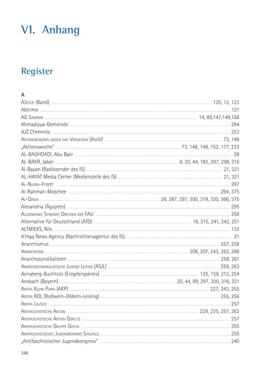 Seite 350 des Verfassungsschutzbericht 2016 Sachsen