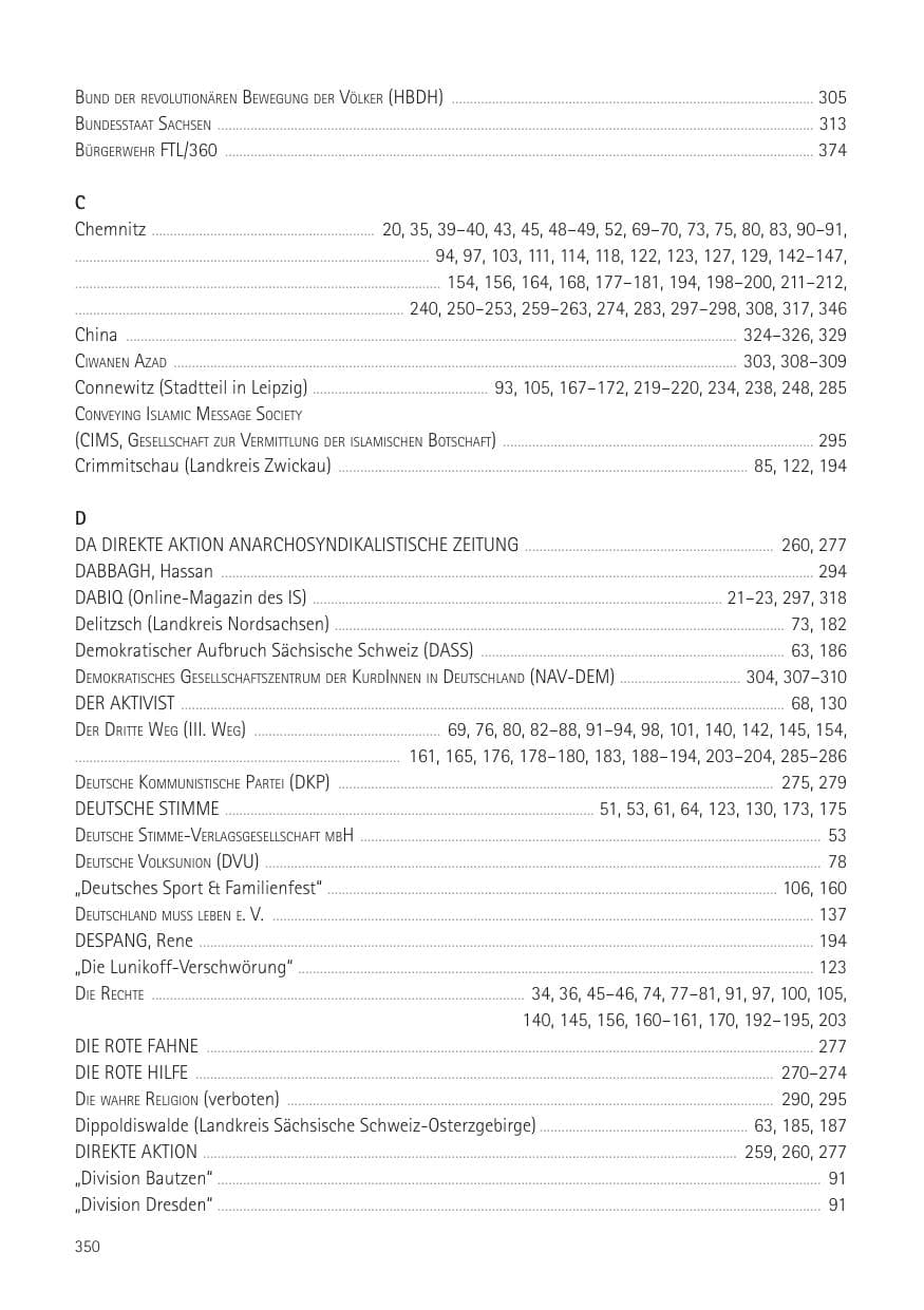 Seite 352 des Verfassungsschutzbericht 2016 Sachsen