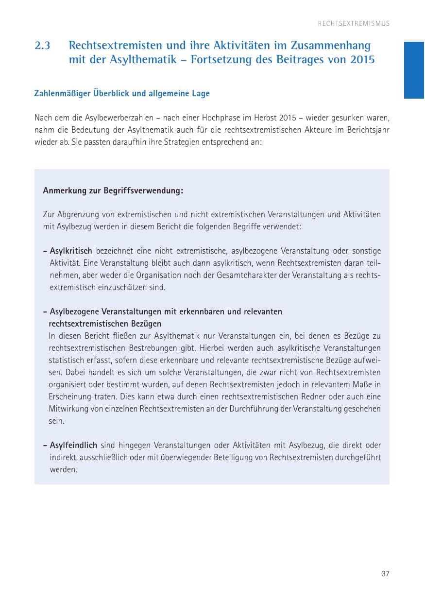 Seite 39 des Verfassungsschutzbericht 2016 Sachsen