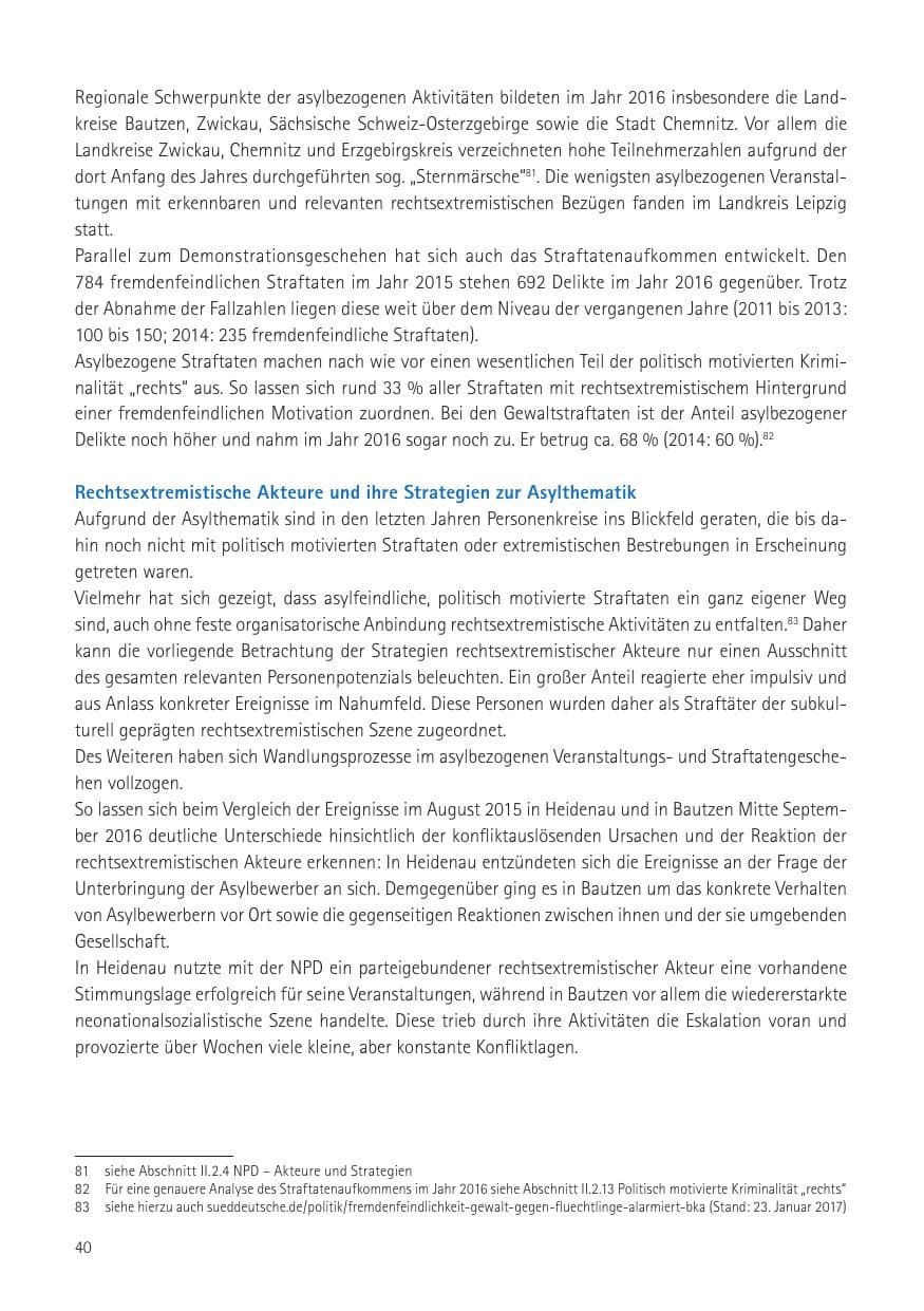 Seite 42 des Verfassungsschutzbericht 2016 Sachsen
