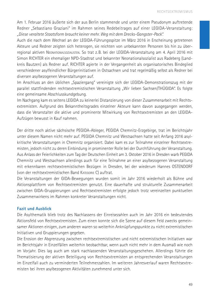 Seite 51 des Verfassungsschutzbericht 2016 Sachsen