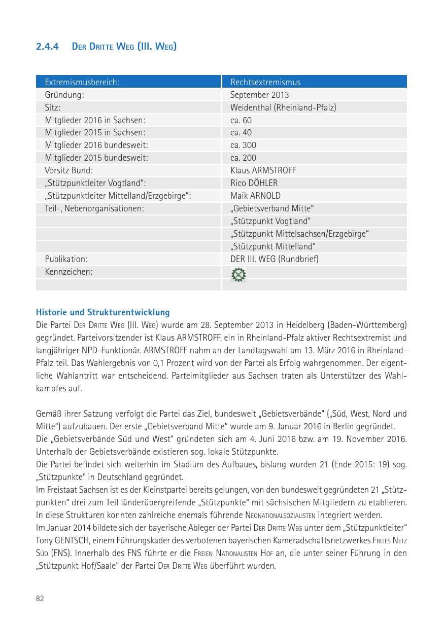 Seite 84 des Verfassungsschutzbericht 2016 Sachsen