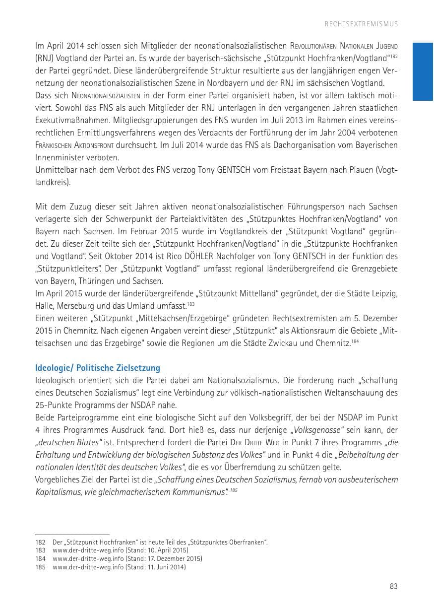 Seite 85 des Verfassungsschutzbericht 2016 Sachsen
