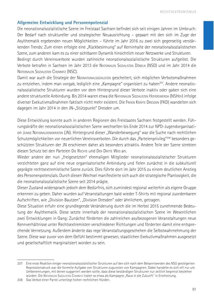 Seite 93 des Verfassungsschutzbericht 2016 Sachsen