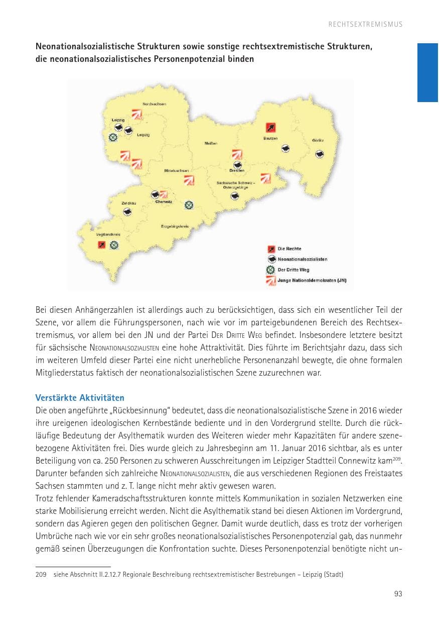 Seite 95 des Verfassungsschutzbericht 2016 Sachsen