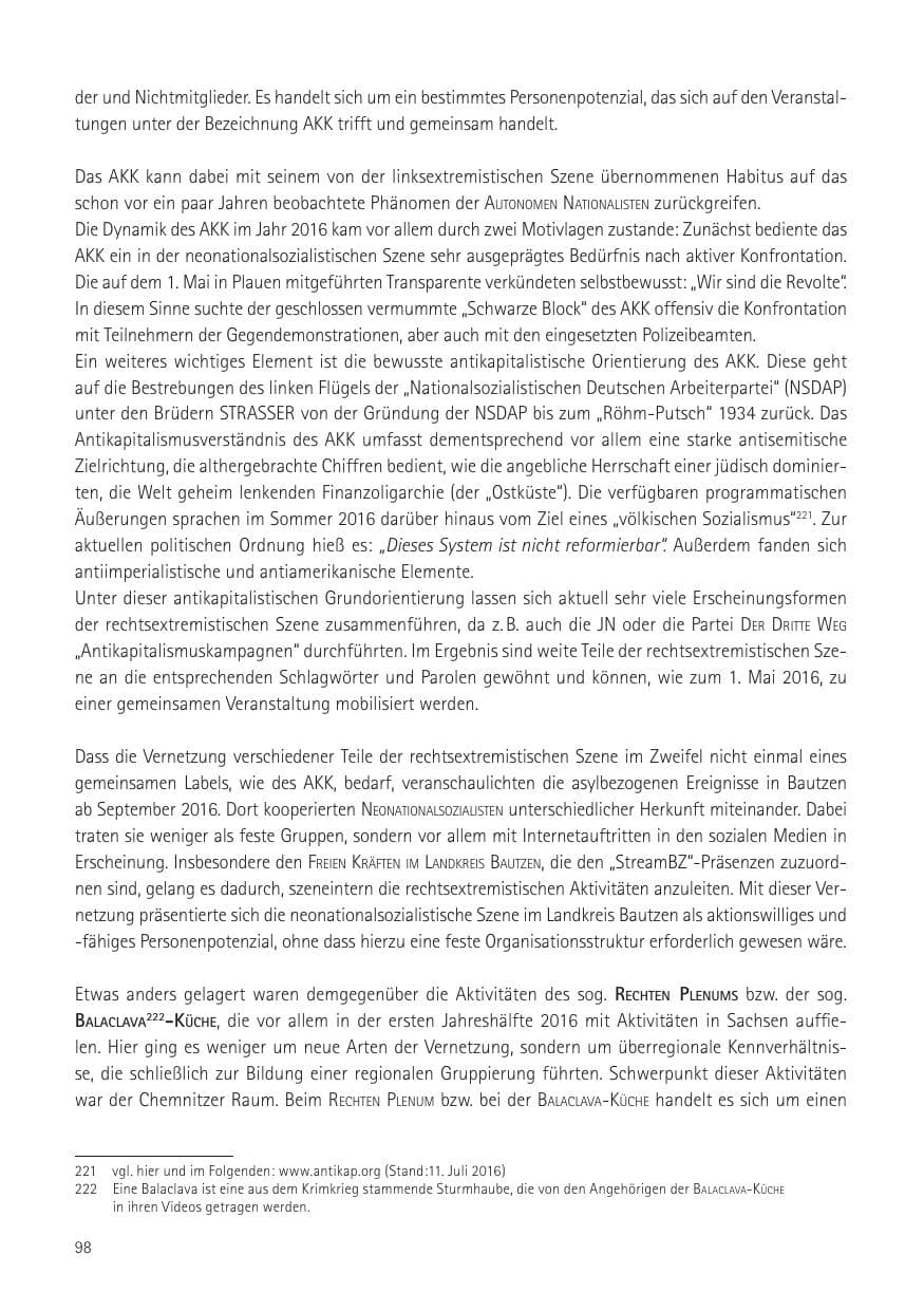 Seite 100 des Verfassungsschutzbericht 2016 Sachsen