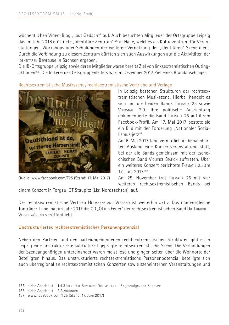 Seite 124 des Verfassungsschutzbericht 2017 Sachsen