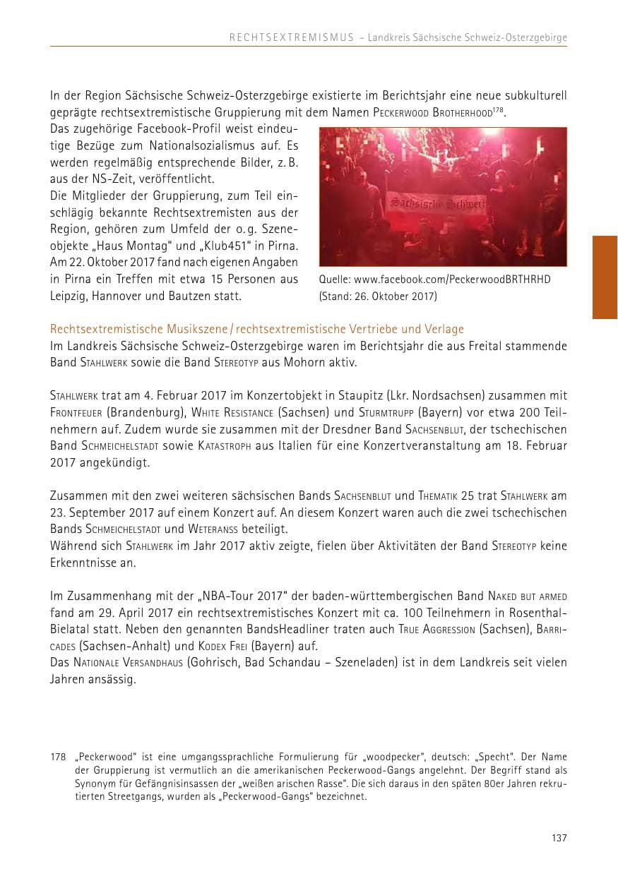 Seite 137 des Verfassungsschutzbericht 2017 Sachsen