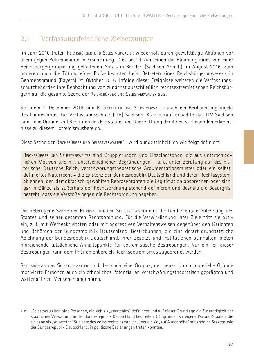 Seite 157 des Verfassungsschutzbericht 2017 Sachsen
