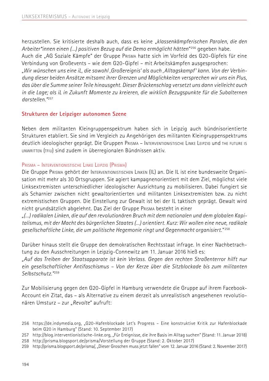 Seite 194 des Verfassungsschutzbericht 2017 Sachsen