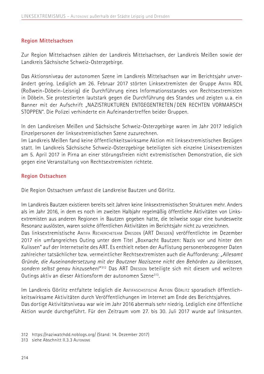 Seite 214 des Verfassungsschutzbericht 2017 Sachsen
