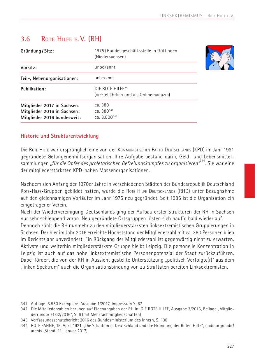 Seite 227 des Verfassungsschutzbericht 2017 Sachsen