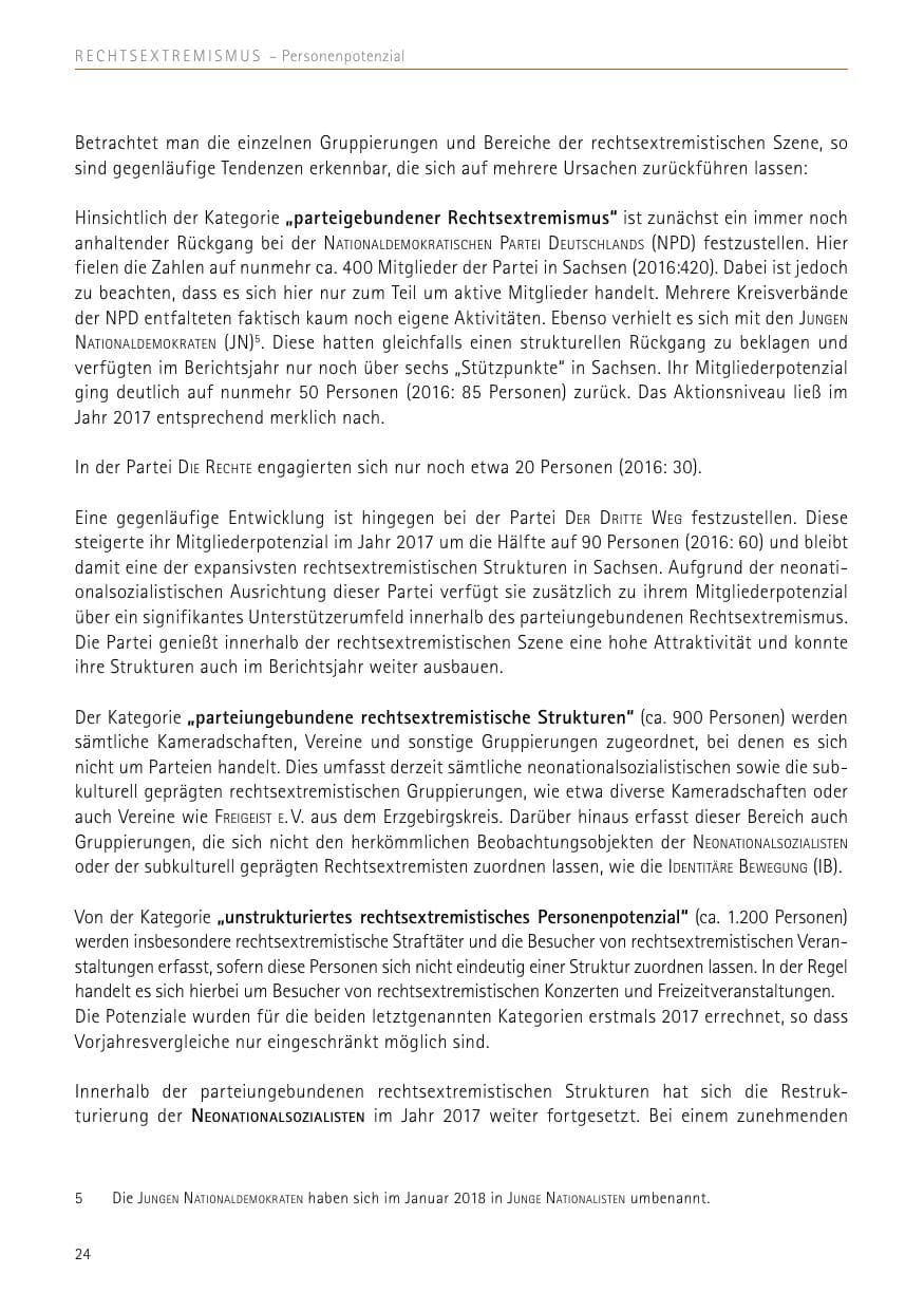 Seite 24 des Verfassungsschutzbericht 2017 Sachsen