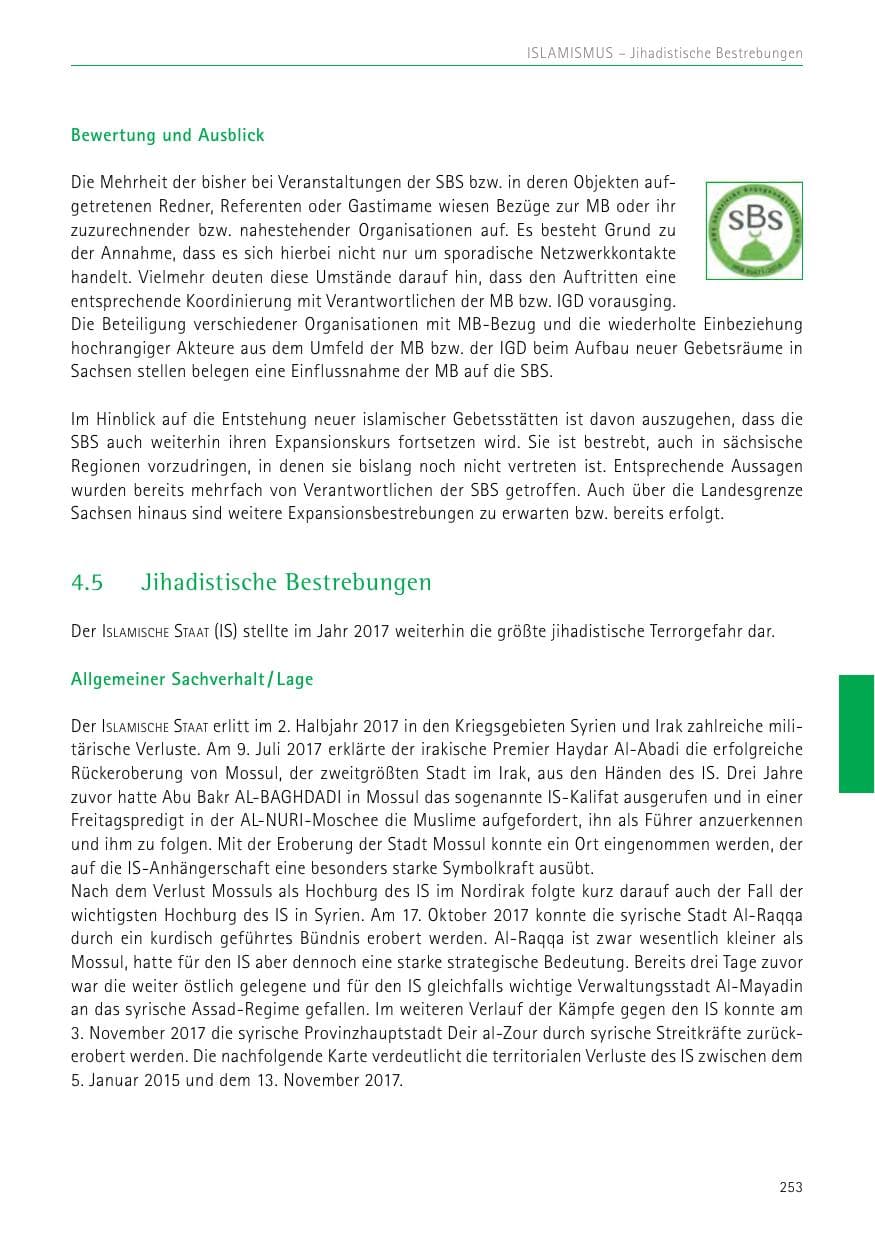 Seite 253 des Verfassungsschutzbericht 2017 Sachsen