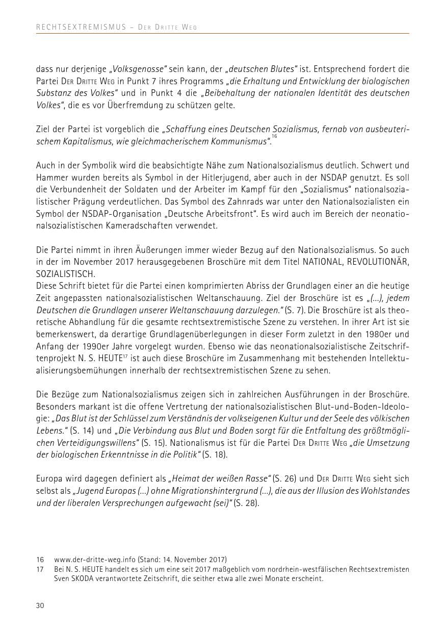 Seite 30 des Verfassungsschutzbericht 2017 Sachsen