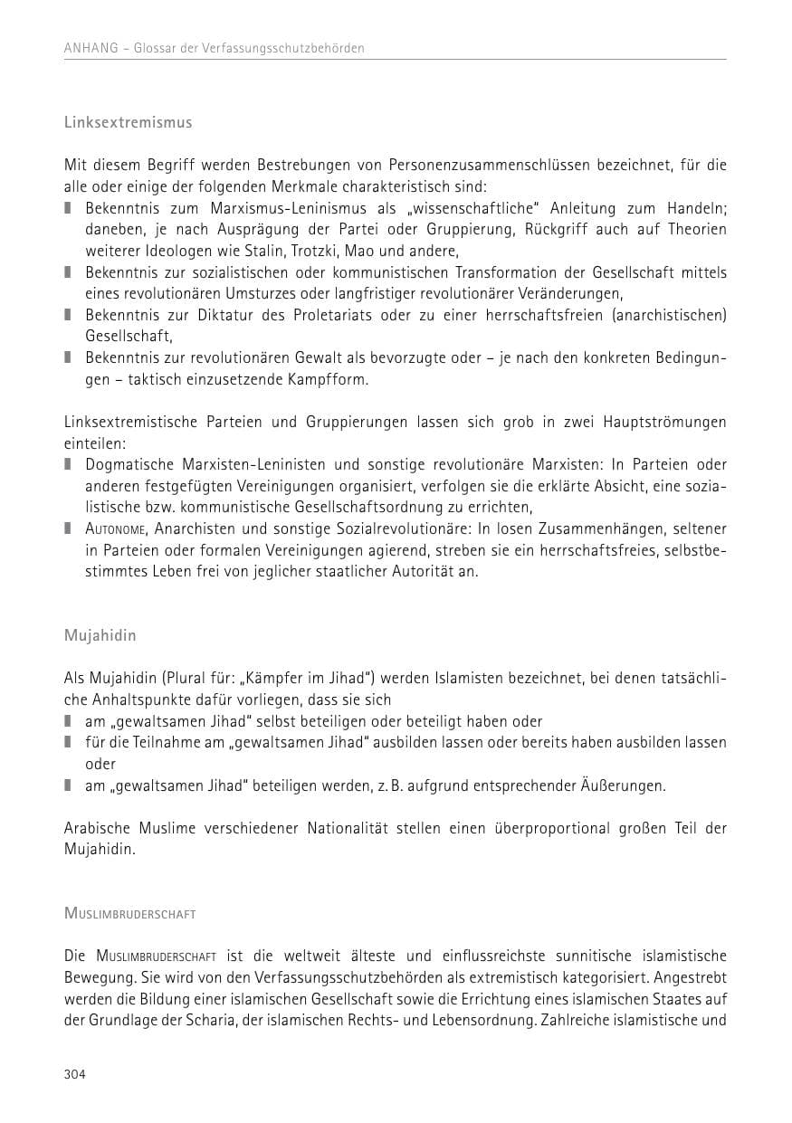 Seite 304 des Verfassungsschutzbericht 2017 Sachsen