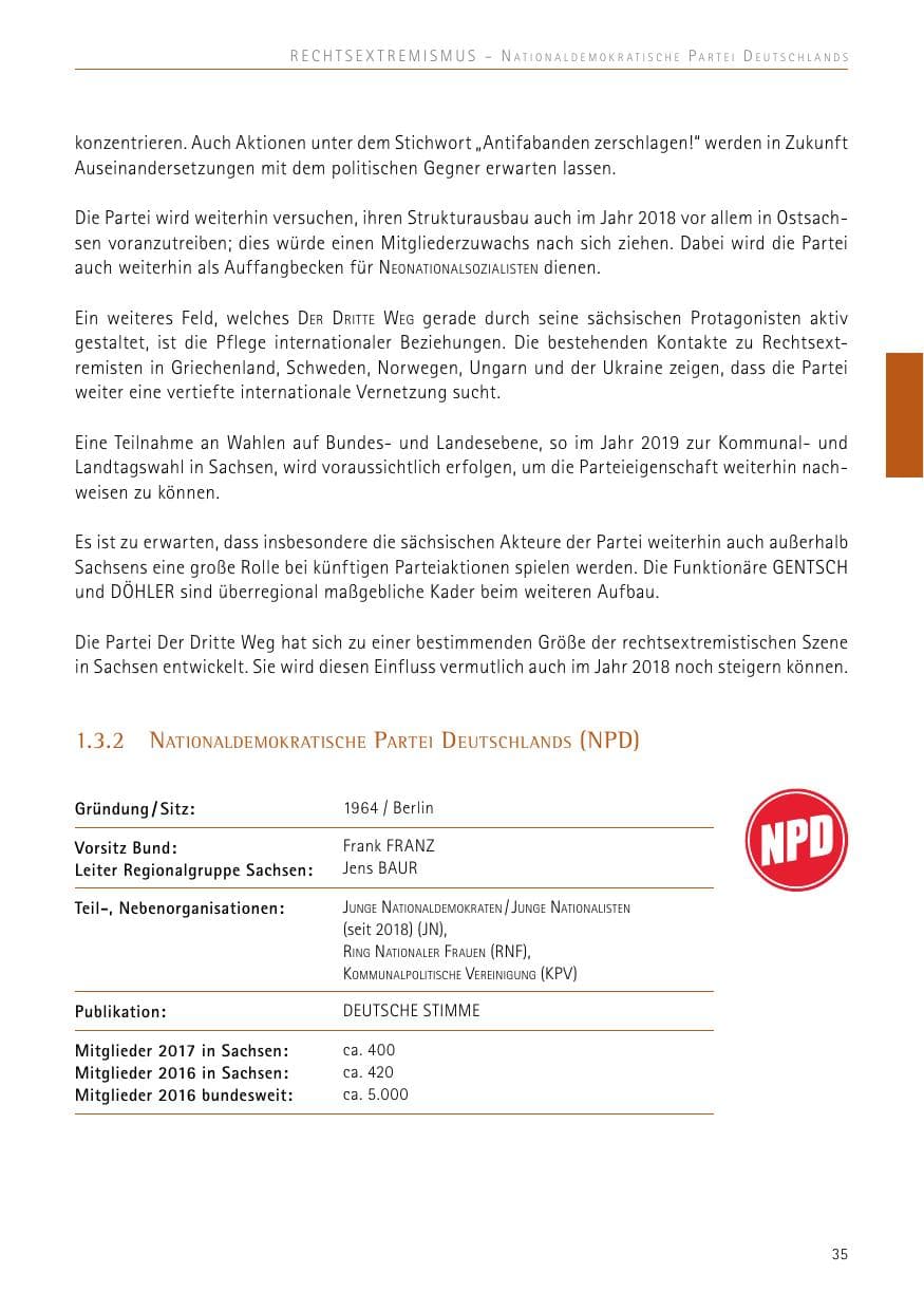 Seite 35 des Verfassungsschutzbericht 2017 Sachsen
