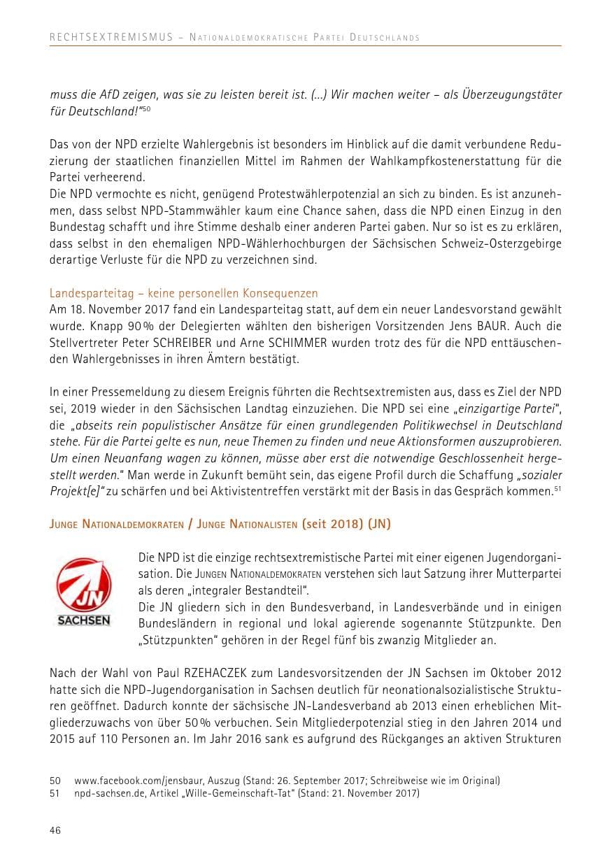 Seite 46 des Verfassungsschutzbericht 2017 Sachsen