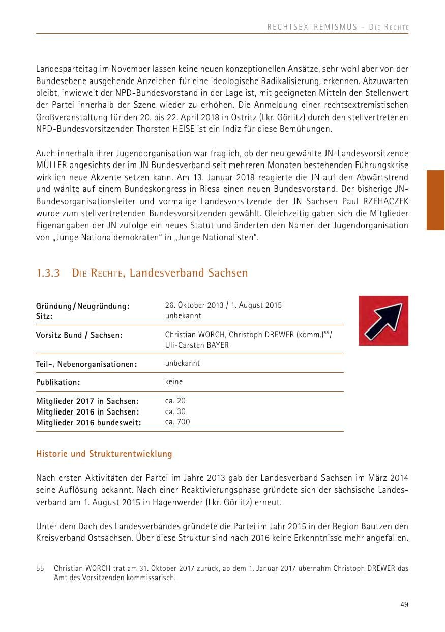 Seite 49 des Verfassungsschutzbericht 2017 Sachsen