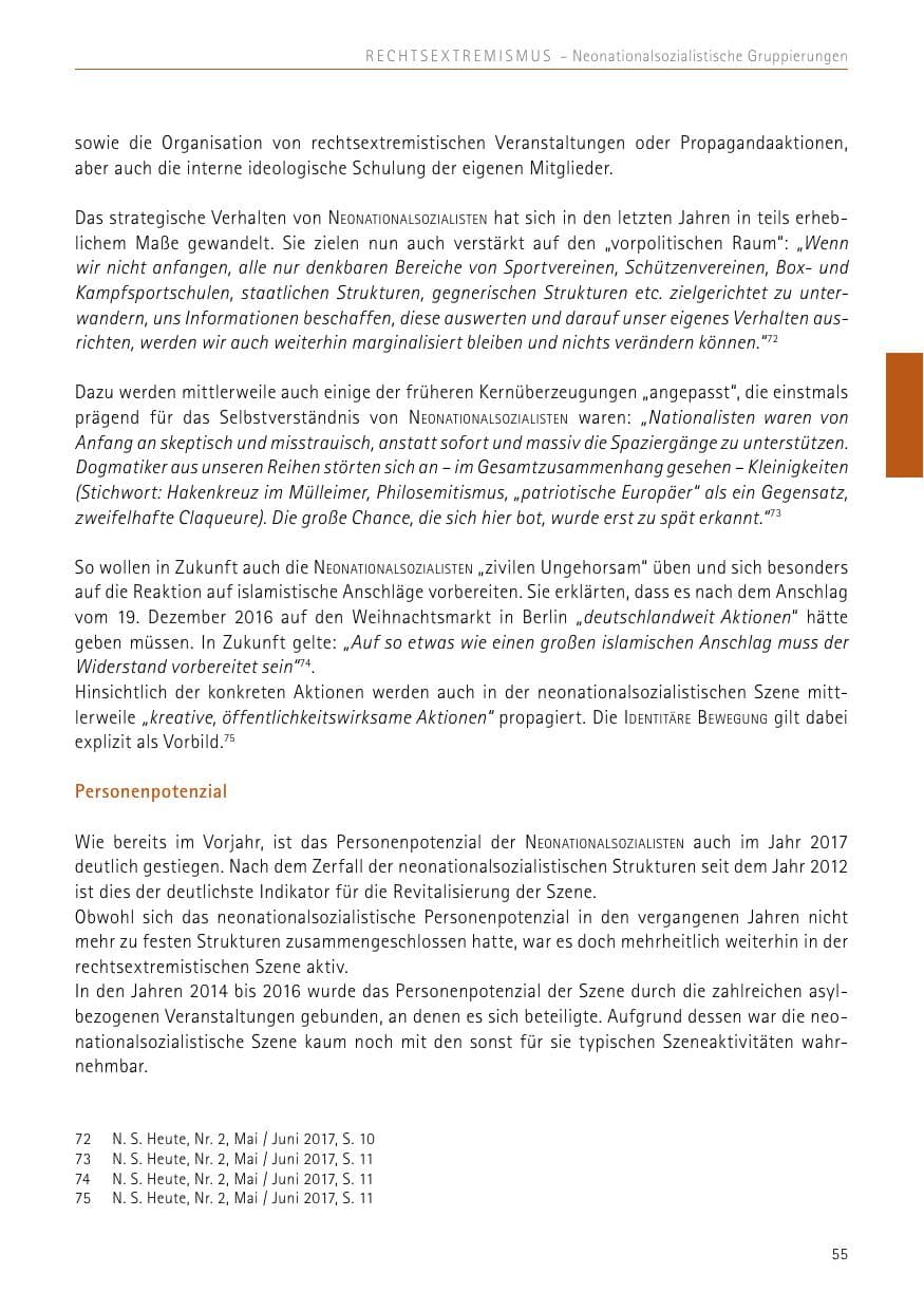 Seite 55 des Verfassungsschutzbericht 2017 Sachsen