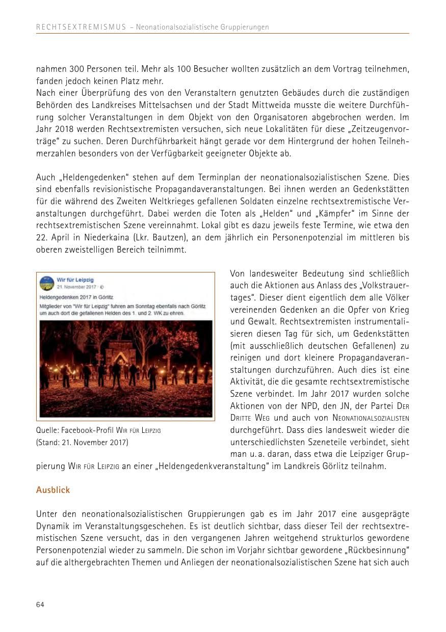 Seite 64 des Verfassungsschutzbericht 2017 Sachsen