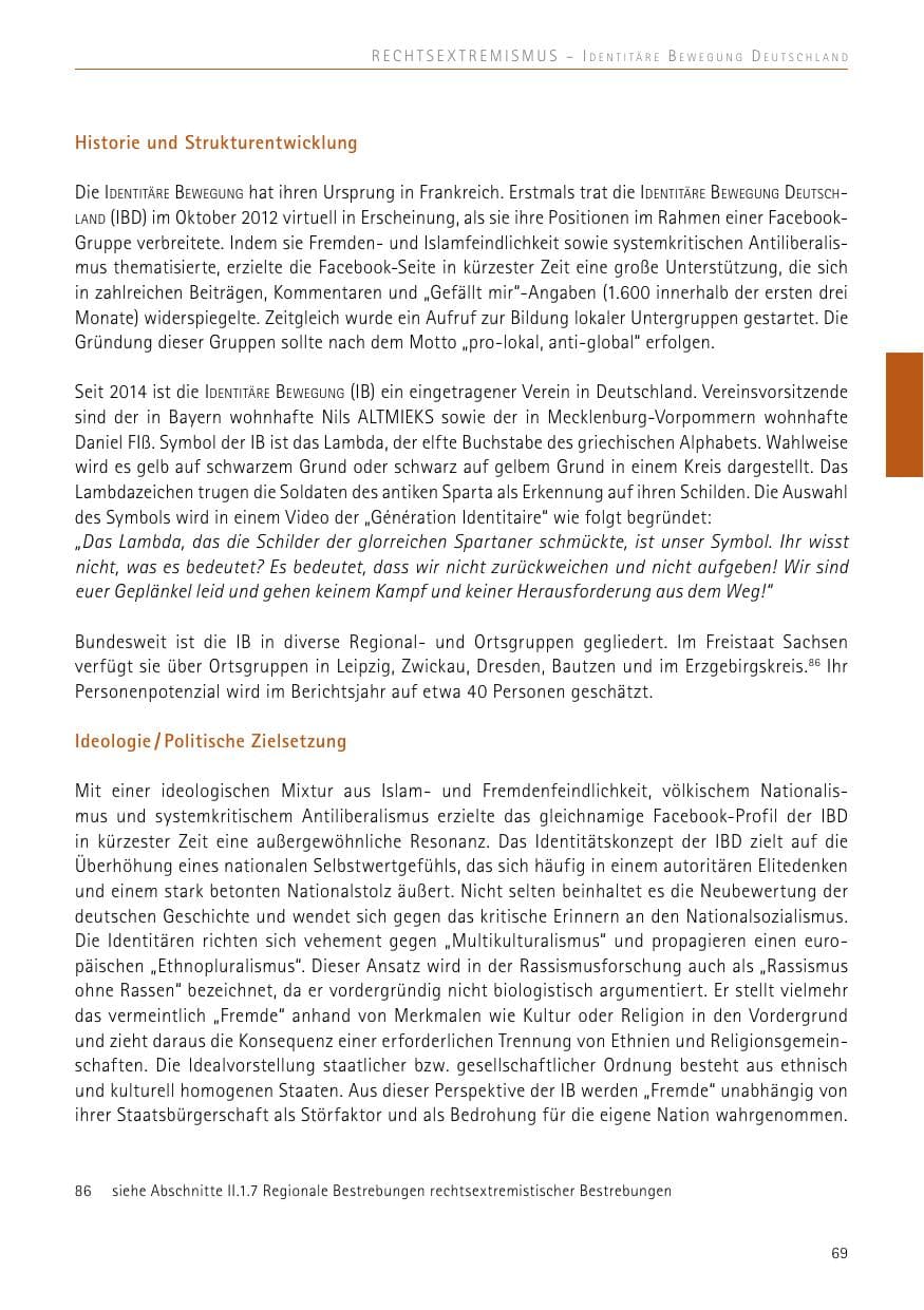 Seite 69 des Verfassungsschutzbericht 2017 Sachsen