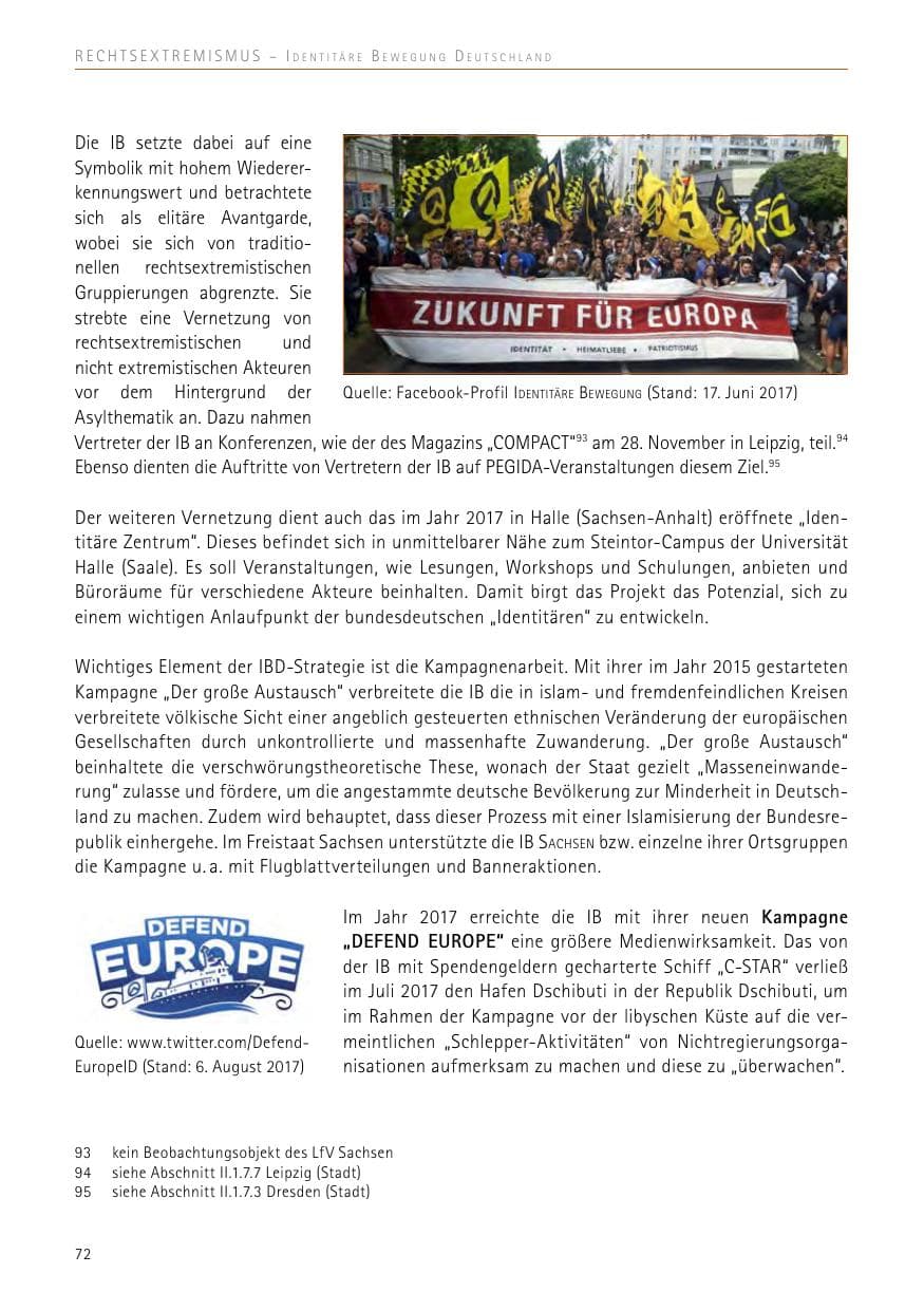 Seite 72 des Verfassungsschutzbericht 2017 Sachsen