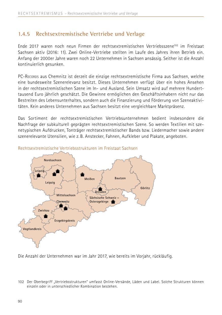 Seite 90 des Verfassungsschutzbericht 2017 Sachsen