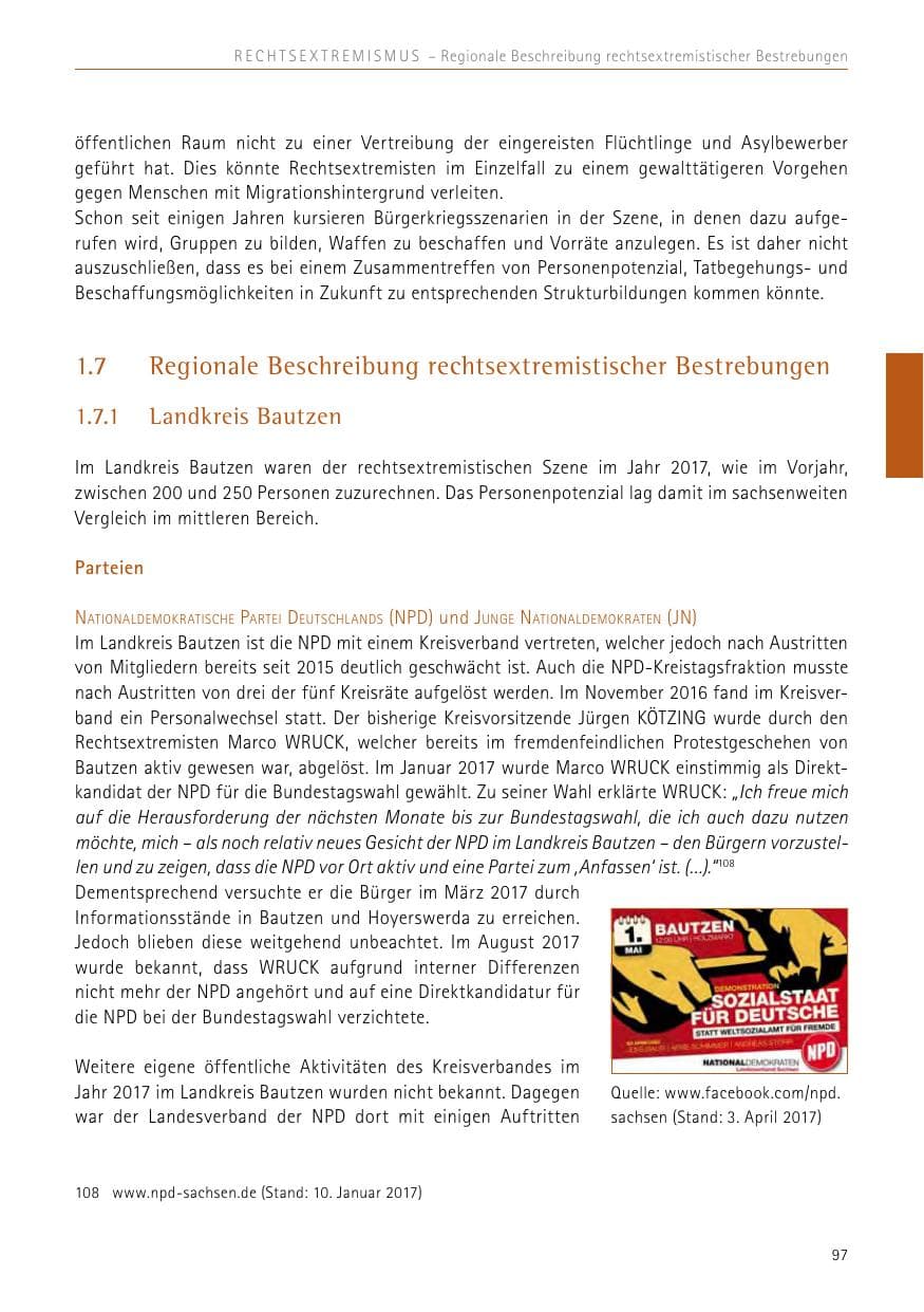 Seite 97 des Verfassungsschutzbericht 2017 Sachsen