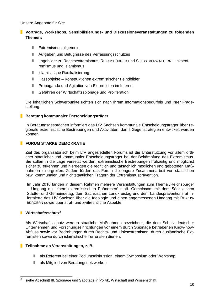 Seite 11 des Verfassungsschutzbericht 2018 Sachsen