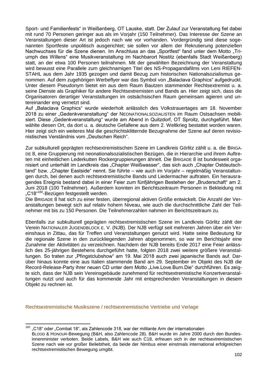 Seite 103 des Verfassungsschutzbericht 2018 Sachsen