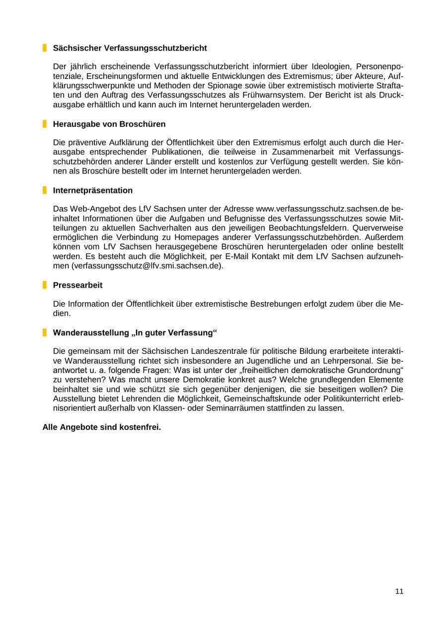 Seite 12 des Verfassungsschutzbericht 2018 Sachsen