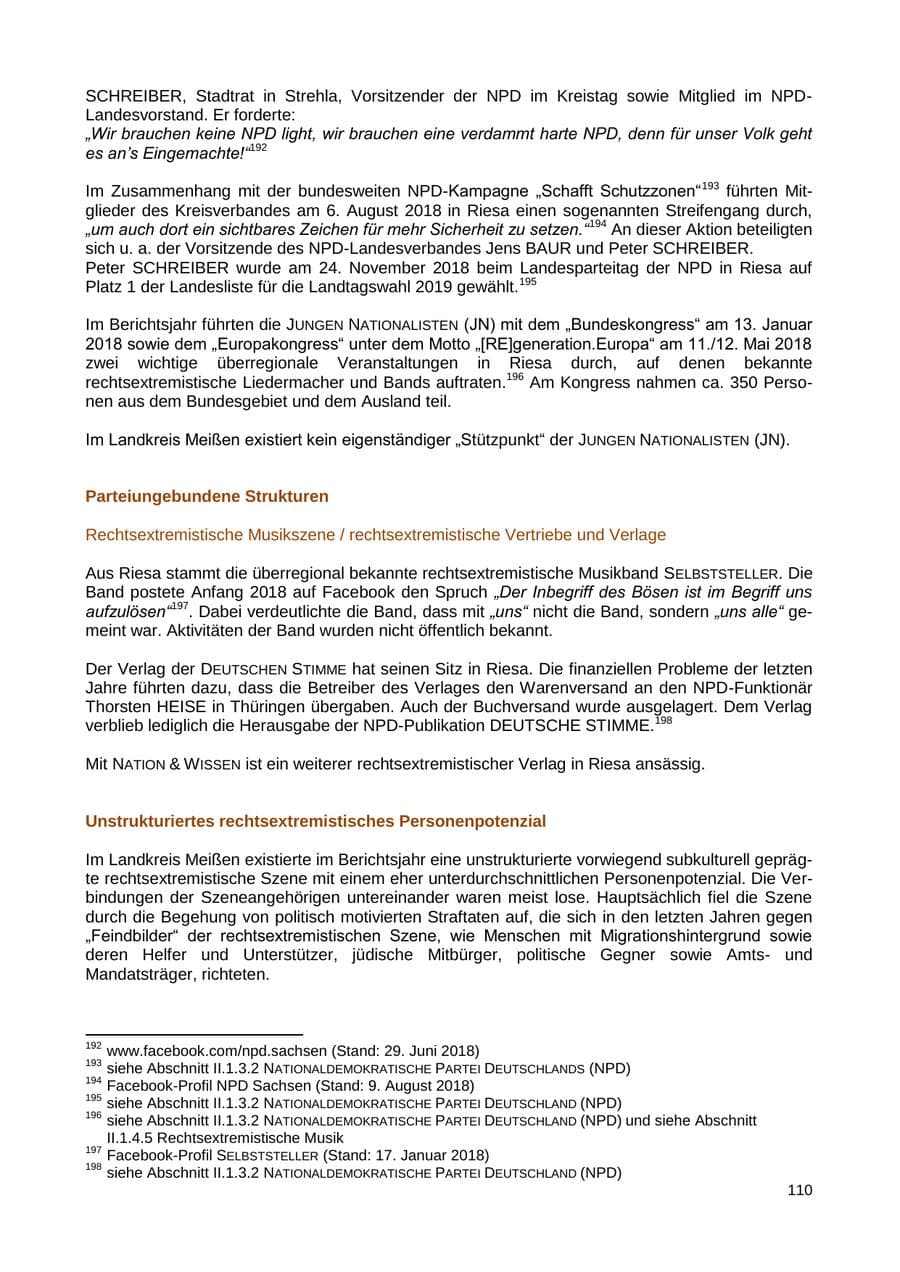 Seite 111 des Verfassungsschutzbericht 2018 Sachsen