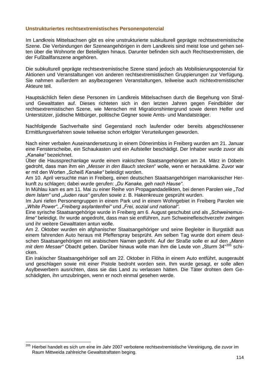Seite 115 des Verfassungsschutzbericht 2018 Sachsen