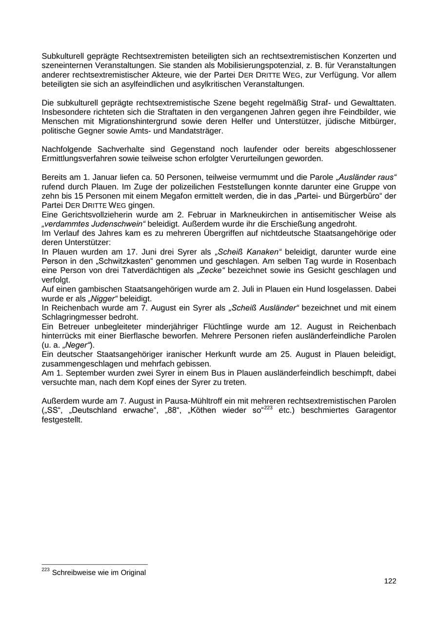 Seite 123 des Verfassungsschutzbericht 2018 Sachsen