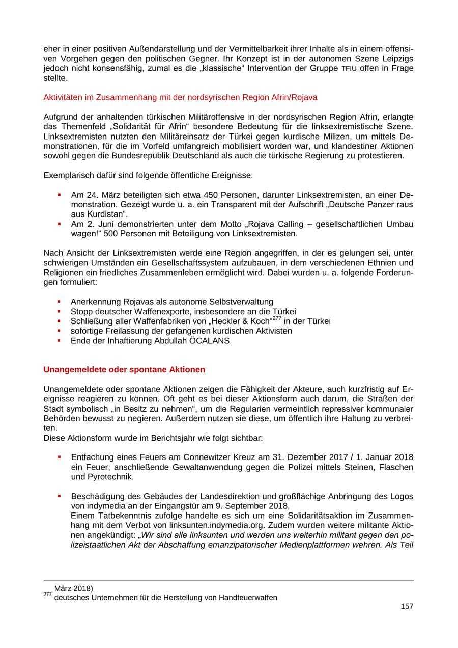 Seite 158 des Verfassungsschutzbericht 2018 Sachsen