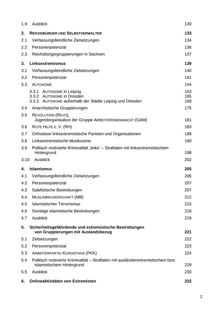Seite 3 des Verfassungsschutzbericht 2018 Sachsen