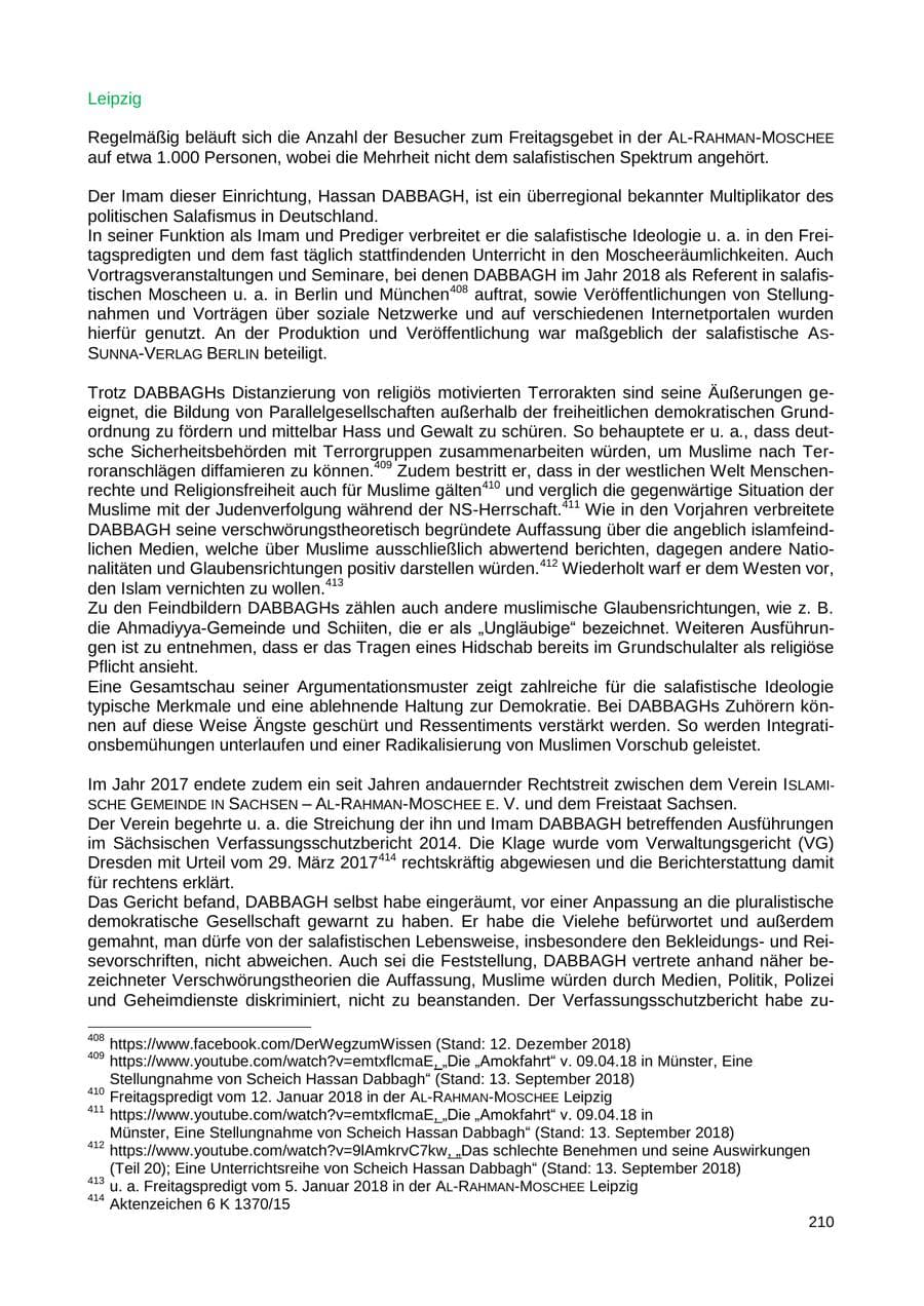 Seite 203 des Verfassungsschutzbericht 2018 Sachsen