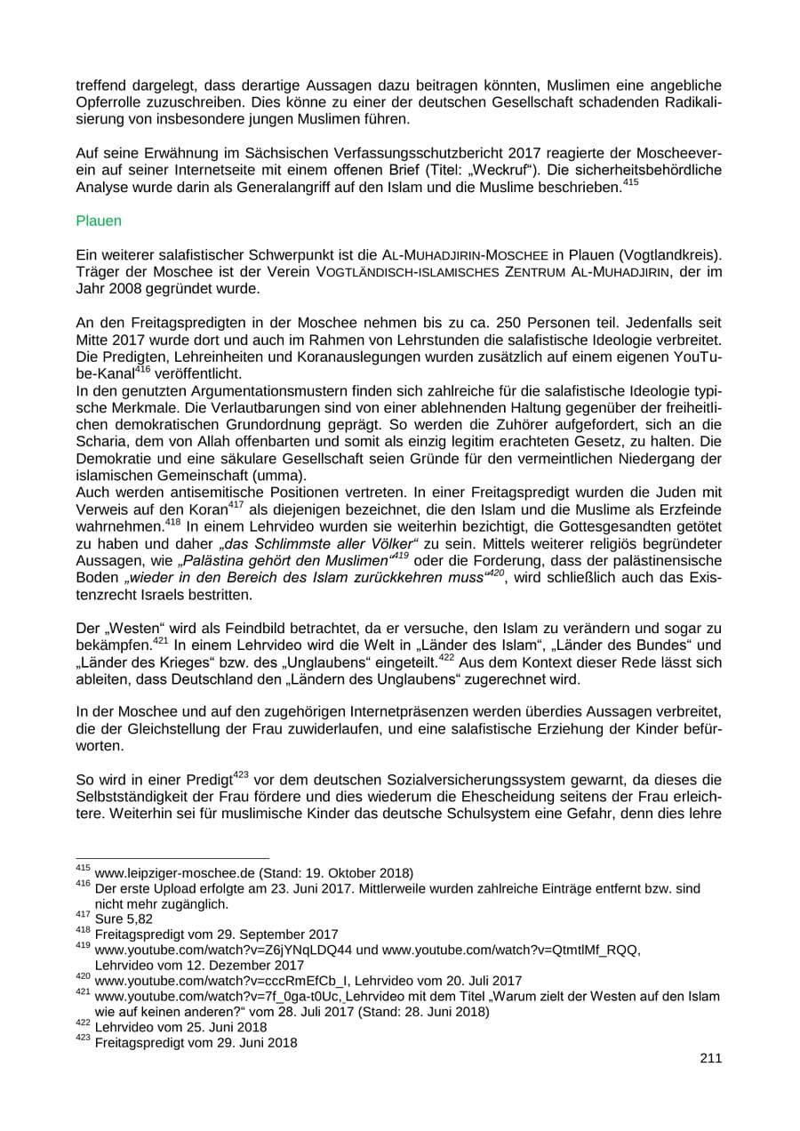 Seite 204 des Verfassungsschutzbericht 2018 Sachsen