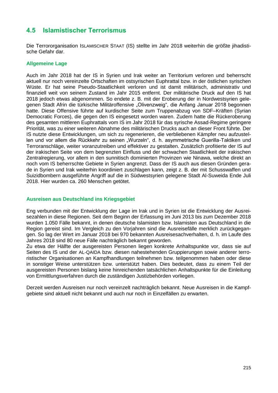 Seite 208 des Verfassungsschutzbericht 2018 Sachsen